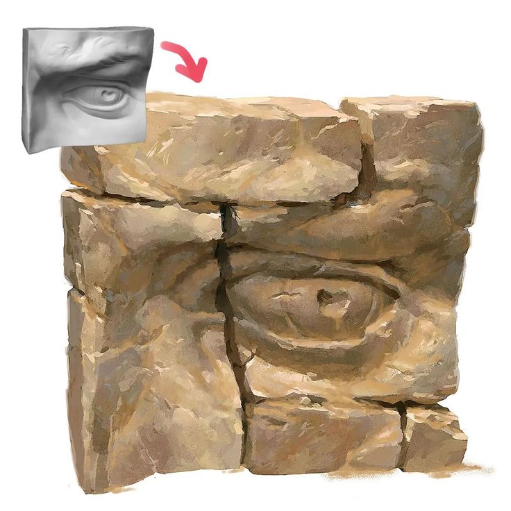 a stone wall with an eye in the middle