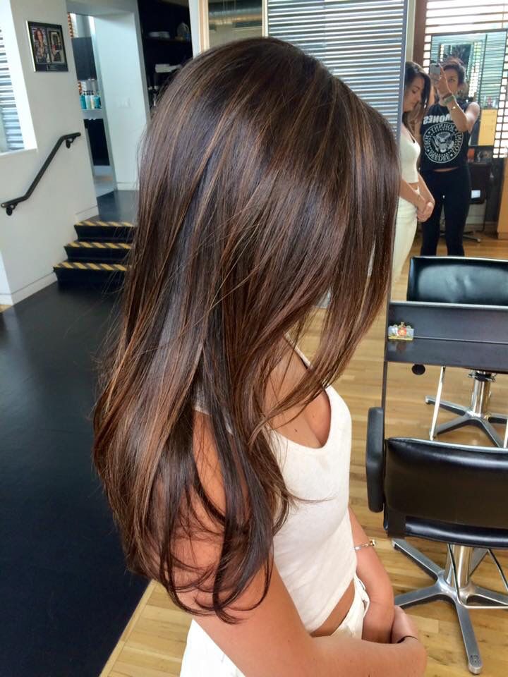 Lauren came in for a summer pick me! #SummerHair Rambut Brunette, Brown Hair Looks, Brown Hair Inspo, Brunette Hair With Highlights, Hair Color Light Brown, Brown Hair Balayage, Light Hair Color, Hair Stylies, Long Brown Hair