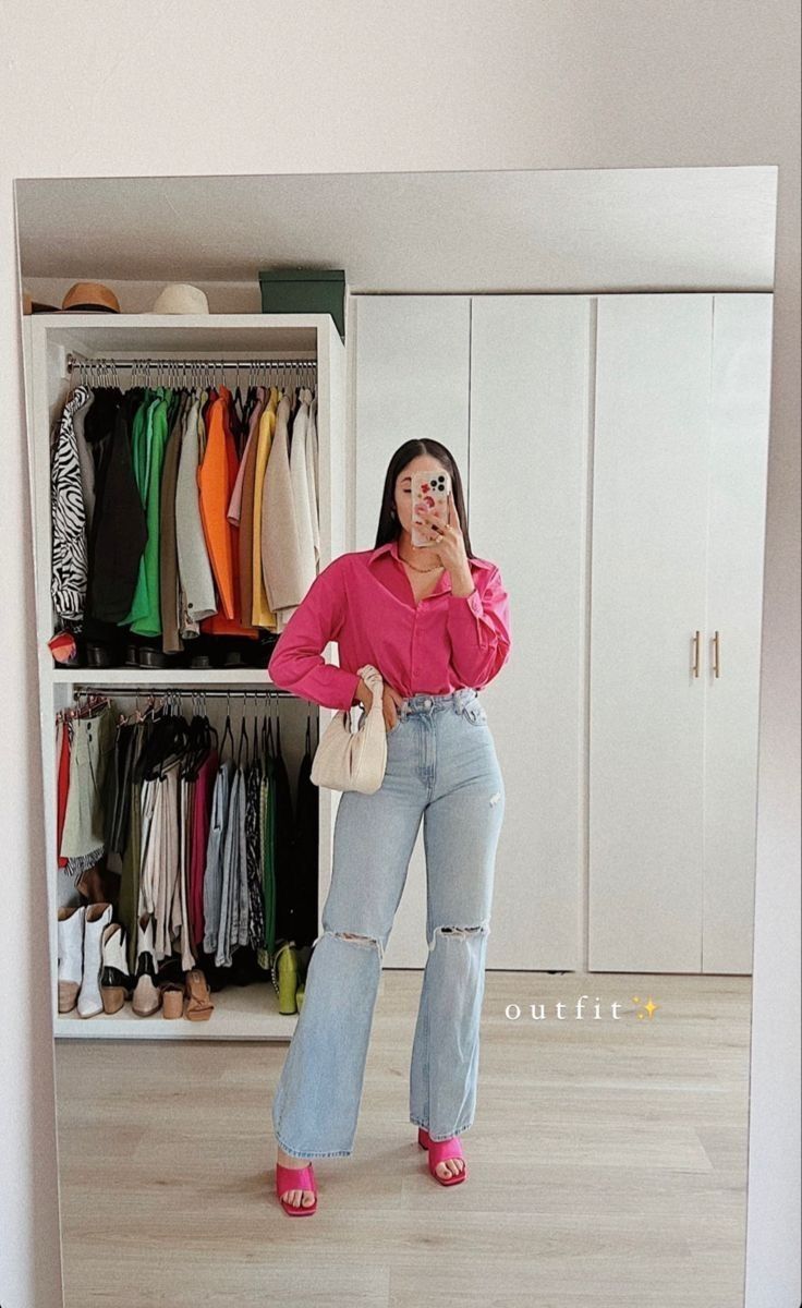 Outfit Con Huaraches, Classy Everyday Outfits Summer Casual, Outfits Fucsia, Pink Shirt Outfit, Casual College Outfits, Casual Outfit Inspiration, Classy Casual Outfits, Casual Chic Outfit, Simple Trendy Outfits