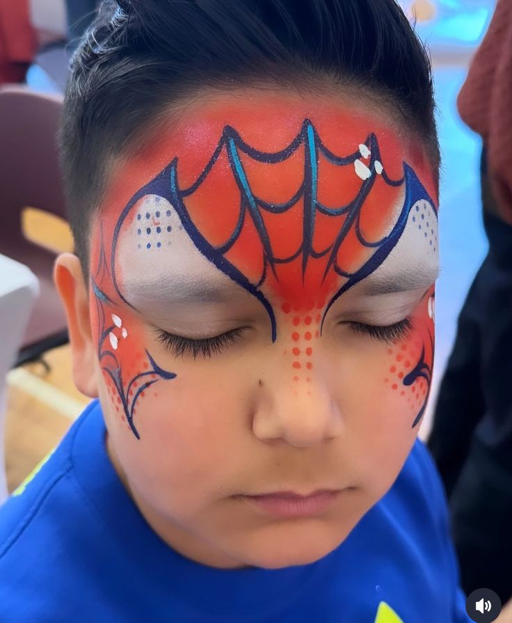 Spidey Face Paint, Face Painting For Boys, Kids Face Paint, Boy Face, Face Painting Halloween, 5th Birthday, Face Art, Face Painting, Face Paint