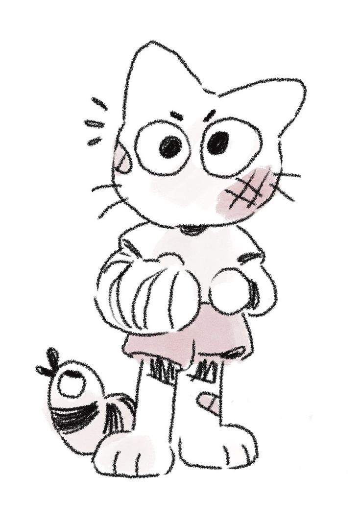 a drawing of a cat and a snail