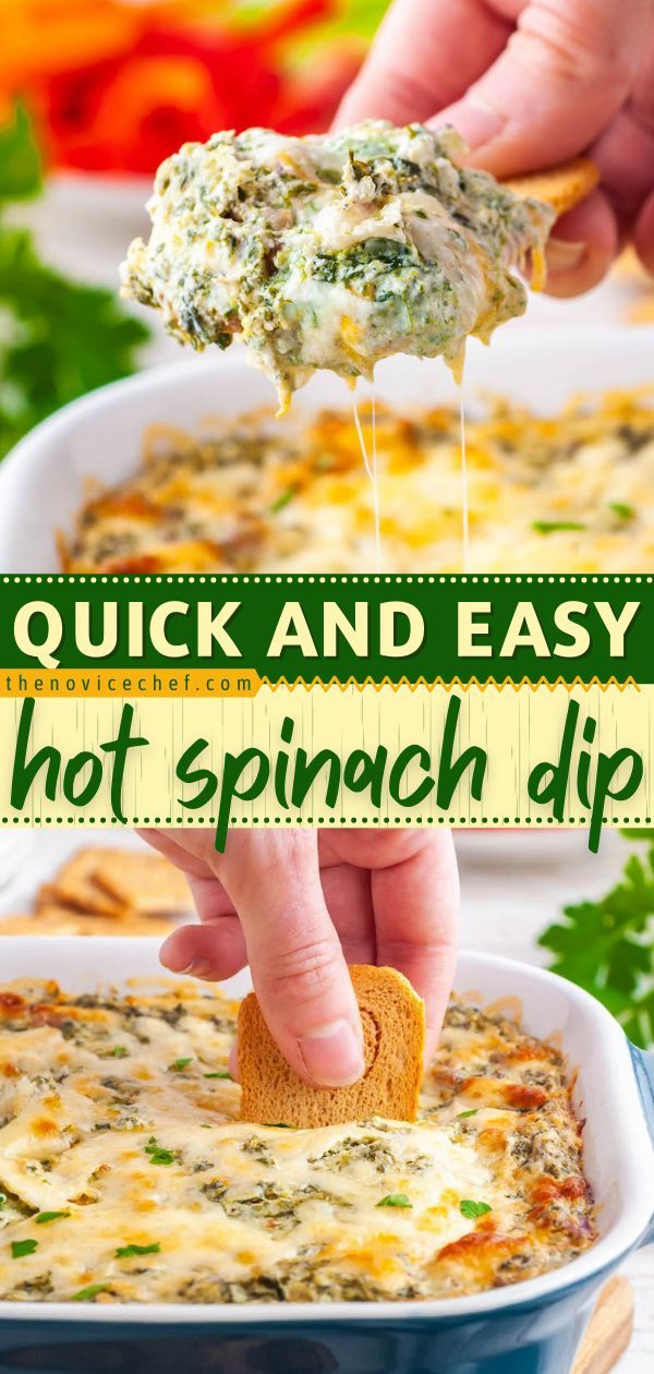 Hot Spinach Dip, game day food, football party Buffalo Spinach Dip, Easy Baked Spinach Dip, Creamy Cheesy Spinach Dip, Spinach Dip Hot Easy, Quick Spinach Dip, Spinach Dip With Chicken, Spinach Chicken Dip, Hot Veggie Dip, Cheesy Dips Easy