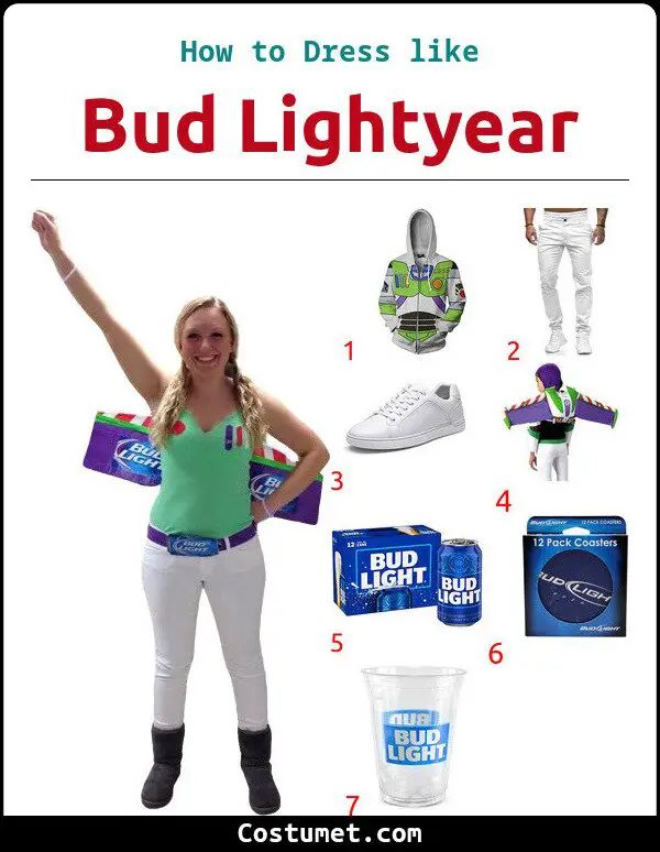 Bud Lightyear Costume Lightyear Costume, Jet Pack, Costume For Halloween, Sweatshirt White, Bud Light, Pants White, Cool Costumes, White Pants, Costumes For Women