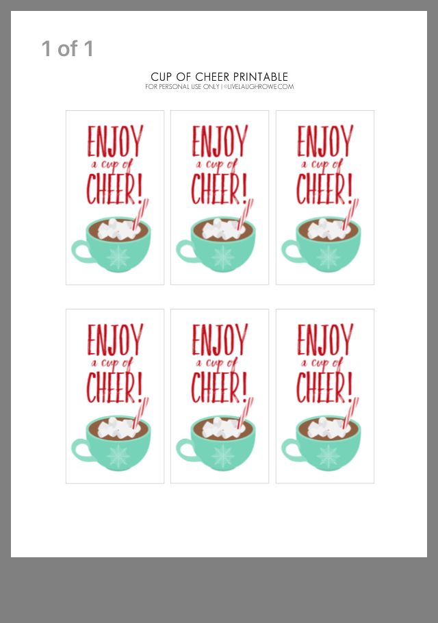 four printable christmas cards with the words enjoy chef on them and two cups filled with milk