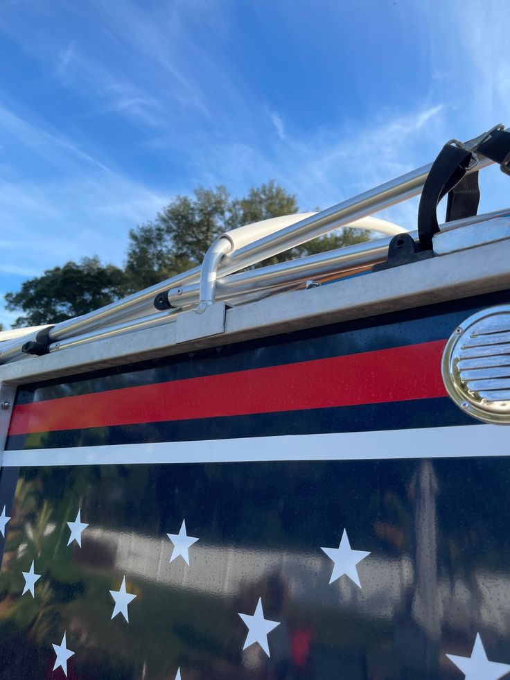 an american flag painted on the side of a boat