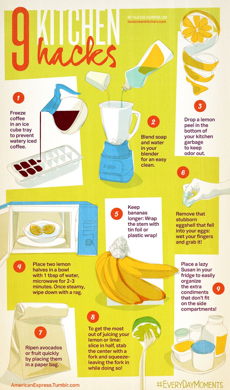 a poster with instructions on how to make 9 kitchen hacks