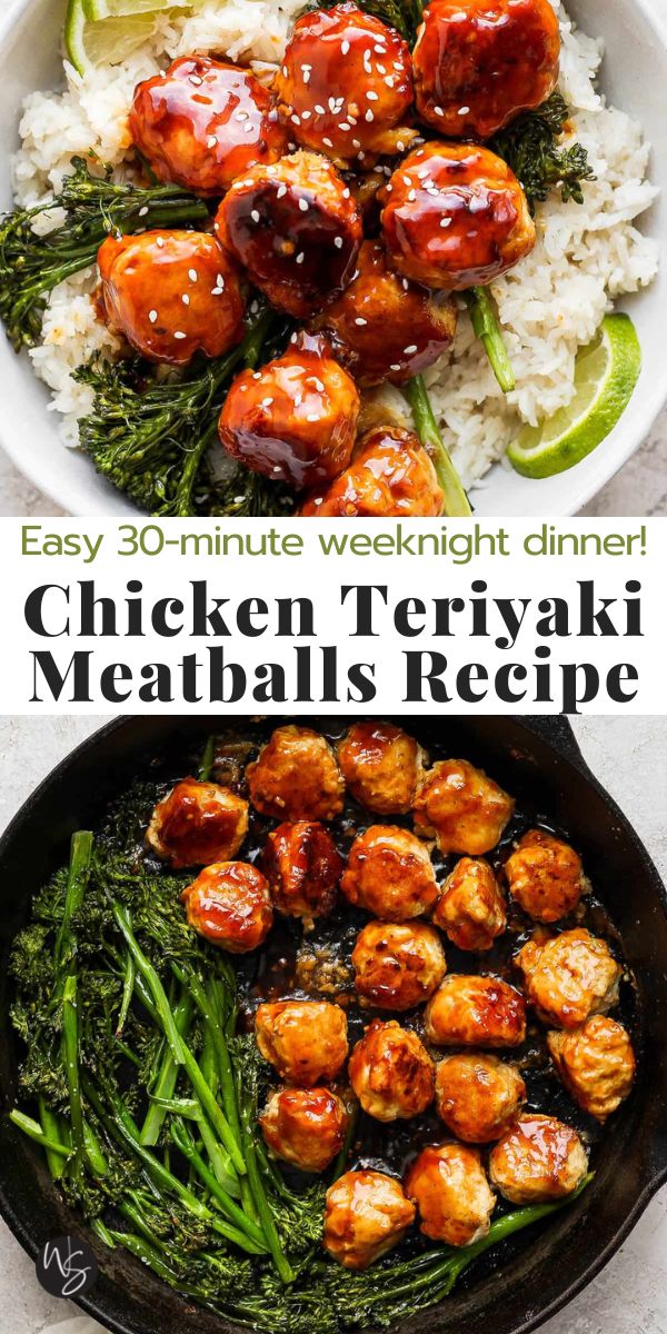 chicken teriyaki meatballs recipe in a skillet