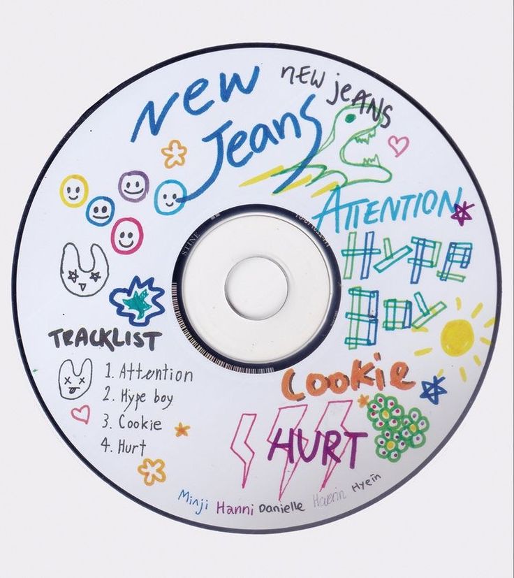 a cd disc with the words new jeans written all over it and other things on it