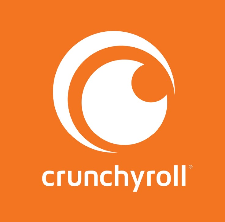 the crunchyroll logo is shown on an orange background with white circles around it