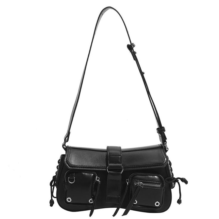 PRICES MAY VARY. Metal Punk Shoulder Bag Size: 11.02(l)*2.76(w)*5.9(h)inch/28*7*15cm.Crossbody shoulder strap, adjustable and detachable. Material: Faux leather surface and shoulder straps, waterproof and dust-proof.Durable and stiff, will not be soft collapsed after long time use.Machine washable. Quite Roomy: Zipper closure, safe and easy to lead you a quick access into the pockets.Enough space for women to carry cell phone, purse, card holder, power bank, make up accessories, pens and etc. Me Moda Hippie, Punk Women, Trendy Shoulder Bag, Vintage Punk, Motorcycle Style, Estilo Punk, Fancy Bags, Baguette Bag, Bag Vintage