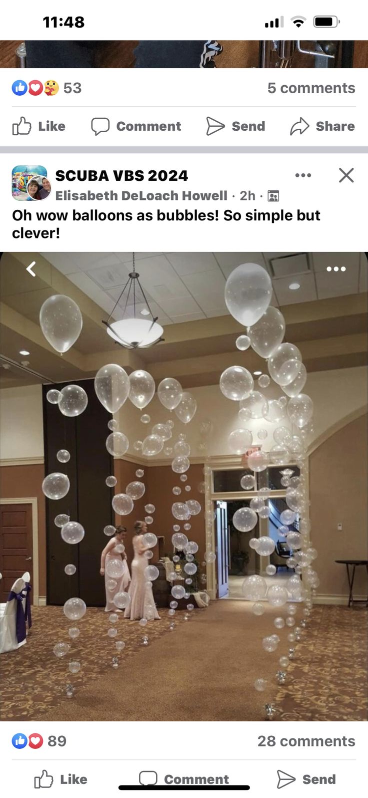 an image of bubbles floating in the air at a wedding reception, with caption below