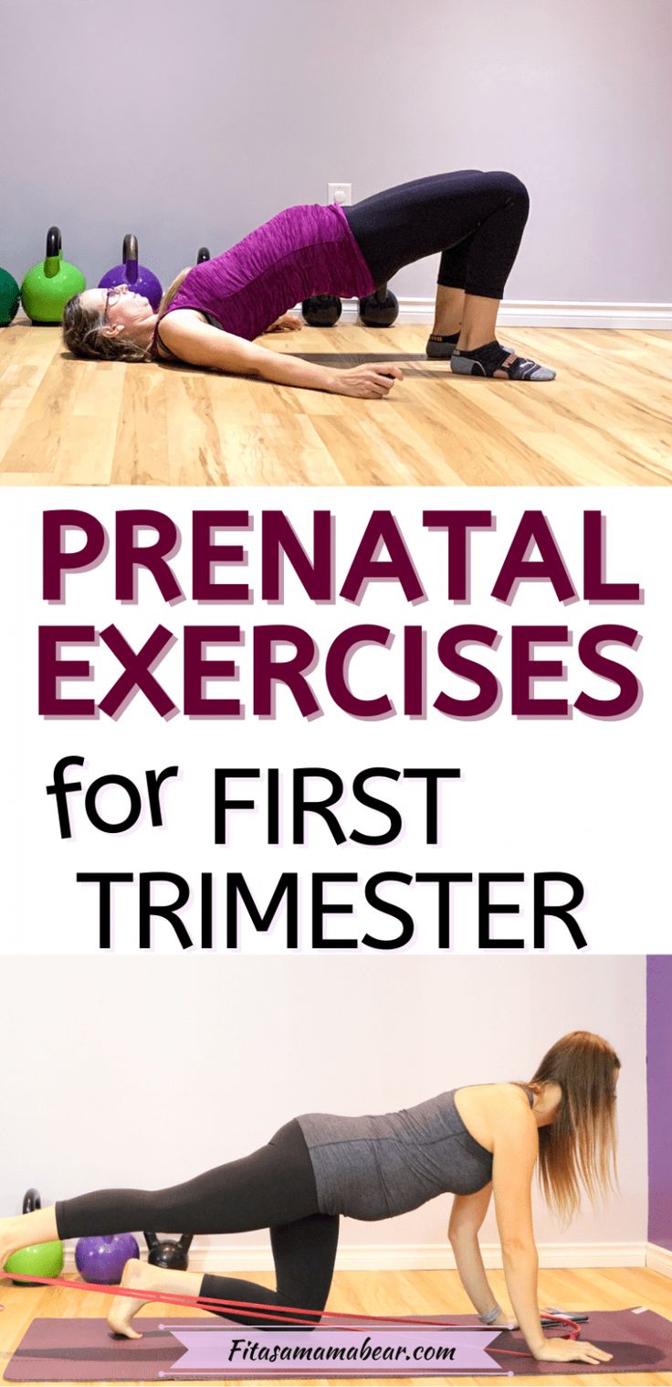 two women doing yoga poses with the words prenatl exercises for first trimester