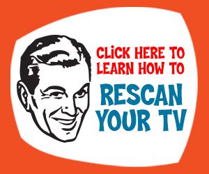 an image of a man smiling with the words, click here to learn how to rescan your tv