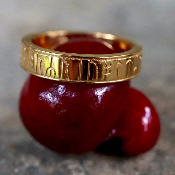 Kingmoor ring. 18k Gold-plated brass.   https://bonene.com/products/kingmoor-ring-gold-plated-brass Two And A Half, Anglo Saxon, Lost Wax Casting, Lost Wax, British Museum, Ring Gold, Runes, Gold Rings, 18k Gold