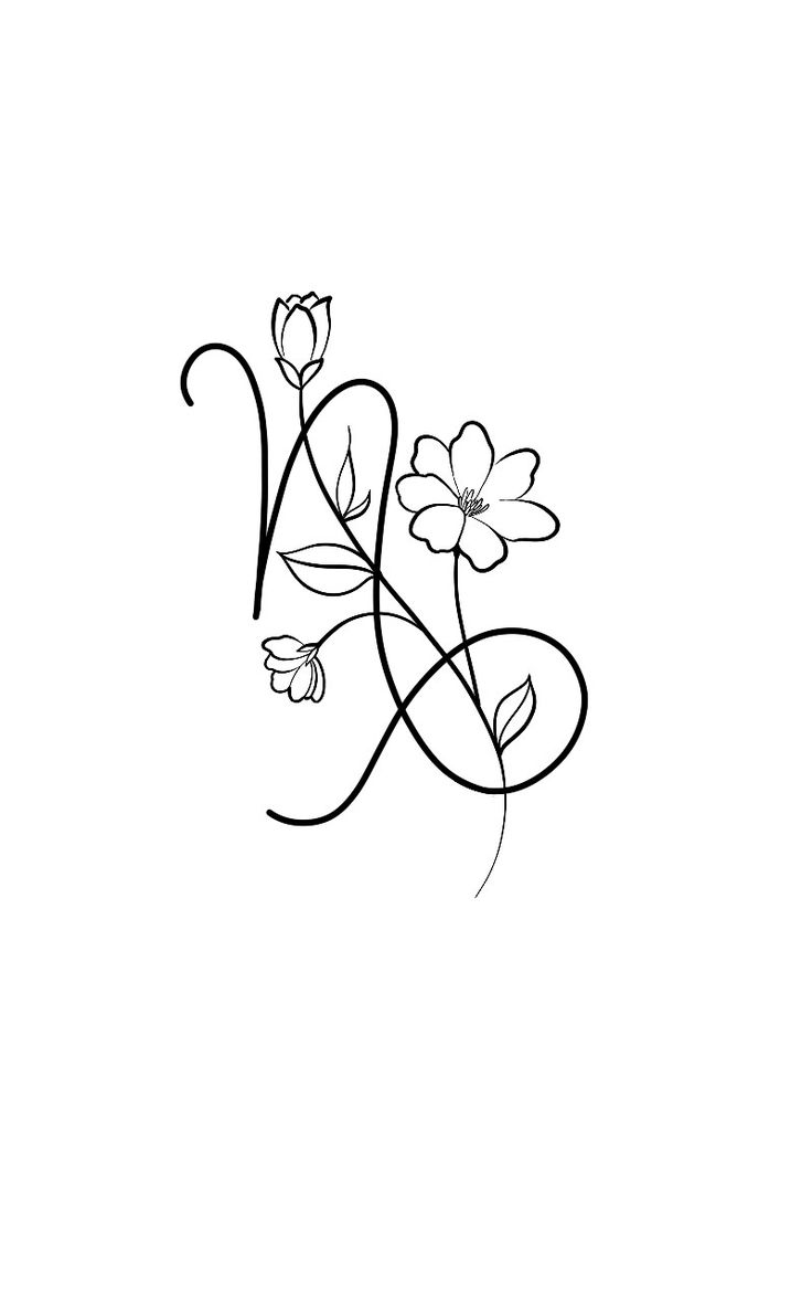 the letter h is made up of flowers and leaves on it's side,