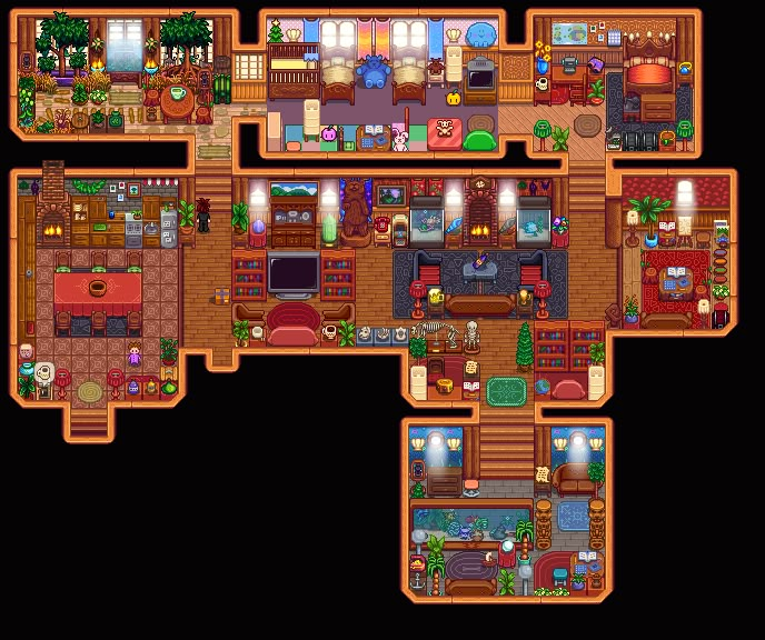 an overhead view of a living room and kitchen area in the legend of zelda