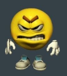 an emoticive smiley face wearing tennis shoes