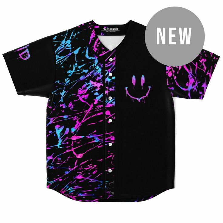 This baseball jersey looks great on and off the field. With a moisture-wicking fabric with a lightweight and breathable feel. And high definition printing that won't fade after washing.

 	100% polyester
 	Rounded hem
 	Button front closure
 	Moisture-wicking fabric for a lightweight, breathable feel
 	Premium polyester knit 230gsm jersey
 	High definition printing Fitted Rave T-shirt For Streetwear, Black Jersey With Custom Print For Streetwear, Multicolor Tops For Pride Streetwear, Multicolor Tops For Streetwear During Pride, Multicolor Tops For Streetwear And Pride, Cotton Jersey With Sublimation Print For Streetwear, Sporty Multicolor Sublimation Design For Streetwear, Multicolor Rave T-shirt For Streetwear, Fitted Black Baseball Jersey For Streetwear