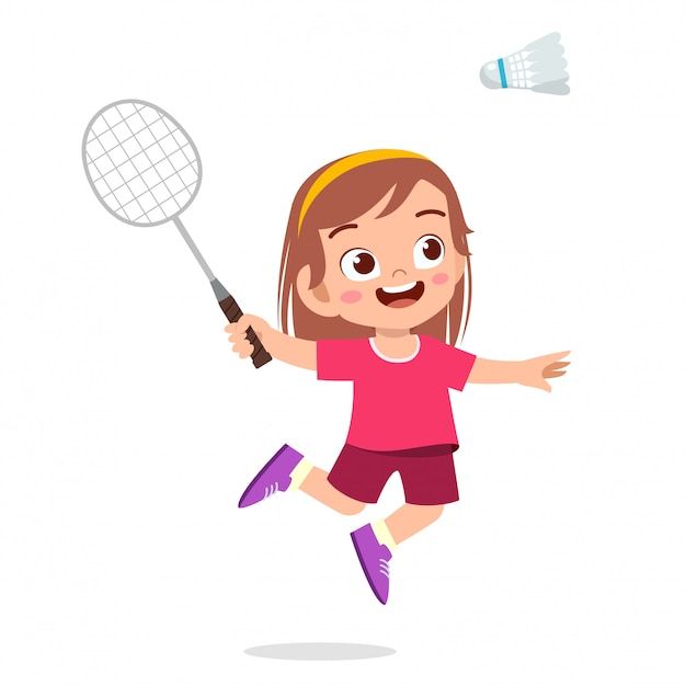 Sports Day Poster, Playing Badminton, Sports Illustration, Cartoon Clip, Flashcards For Kids, Kids Vector, Forest Illustration, Sport Illustration, Comic Art Girls