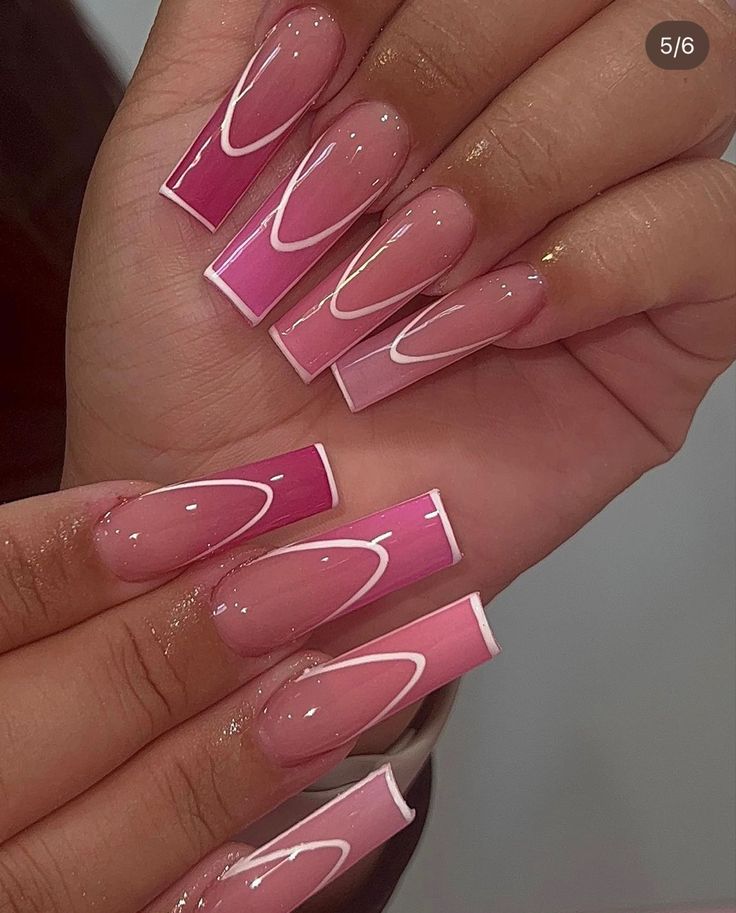 French Tip Outline, Ombré French Tip, Manicure Elegante, Ombré French, Shiny Nails Designs, Sassy Nails, Square Nail Designs, La Baby, Gel Nails Diy