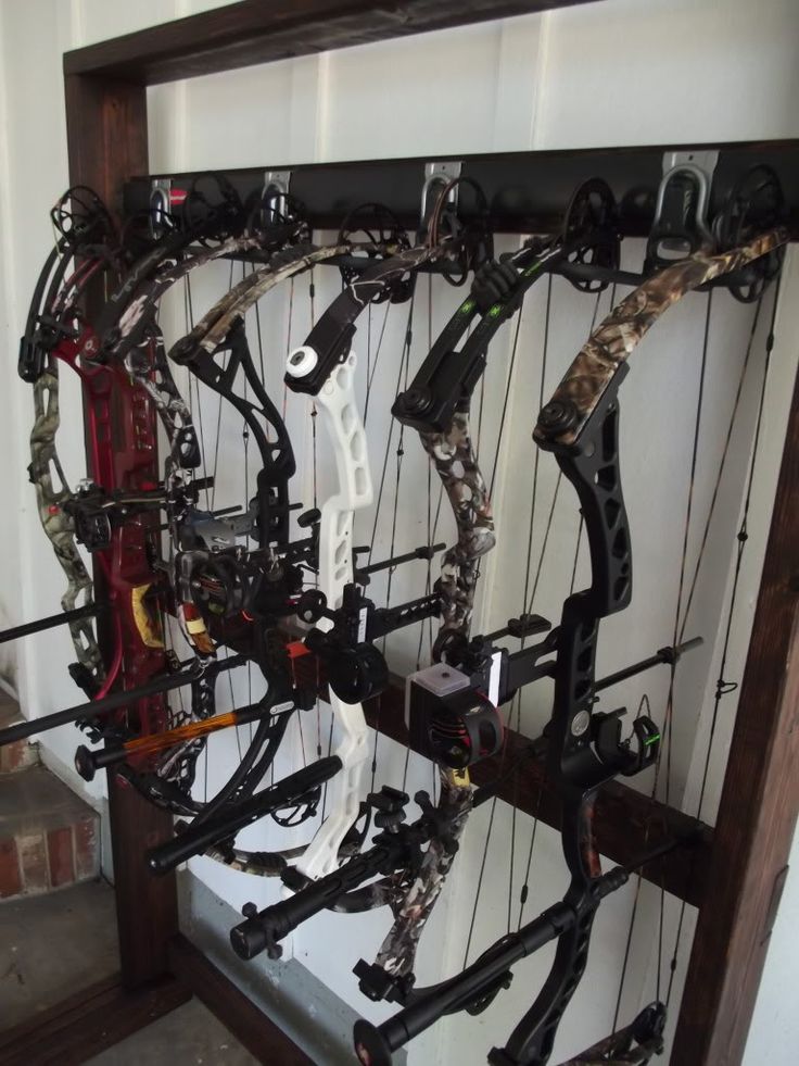 the bow rack has many different types of bows