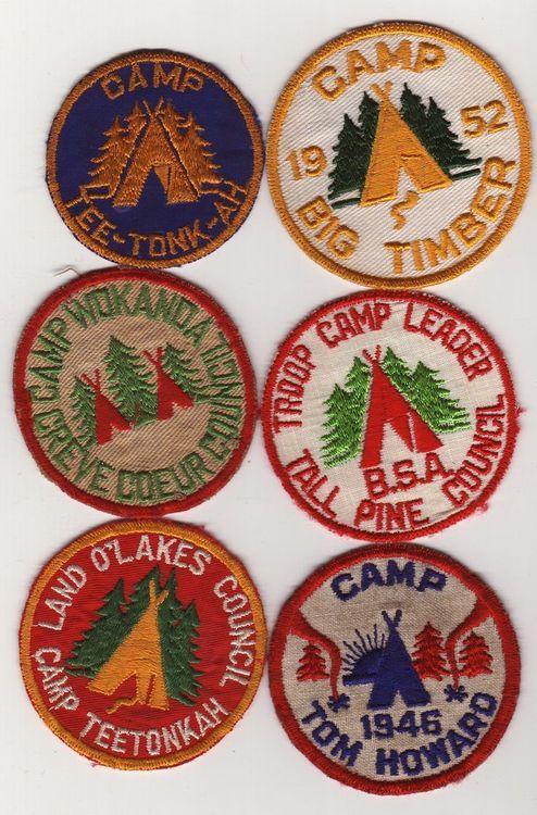 four camp patches are shown in different colors