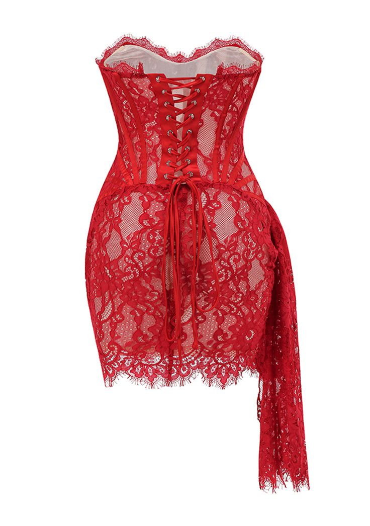 Strapless Lace Corset Dress Red Lace Corset Mini Dress, Draped Corset, Lace Corset Dress, Long Sleeve Bandage Dress, Dress Weights, White Bodycon Dress, Corset Mini Dress, Corset Lace, Lace Corset