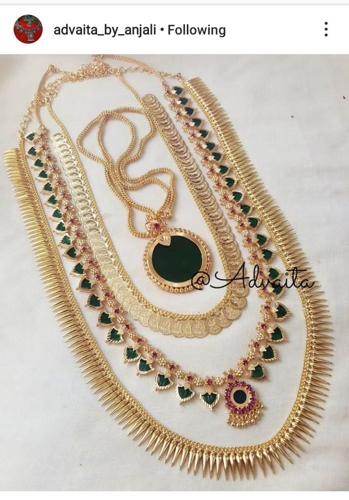 Kerala Gold Necklace Designs, Nagapadam Necklace, Navarathna Necklace, Kerala Jewellery, Fashion Jewelry Necklaces Gold, Wedding Jewelry Sets Bridal Jewellery, Kundan Jewellery Bridal, Neck Pieces Jewelry, New Gold Jewellery Designs