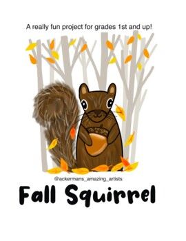 an image of a squirrel with fall leaves on it's back and the words, fall squirrel