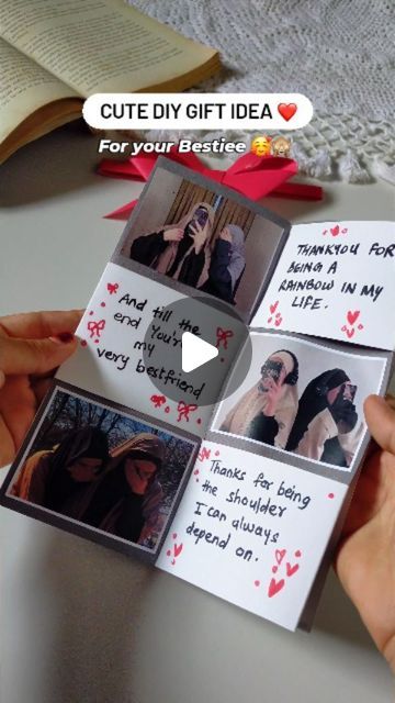 someone holding up some cards with pictures on them and the caption says cute diy gift idea for your bestie