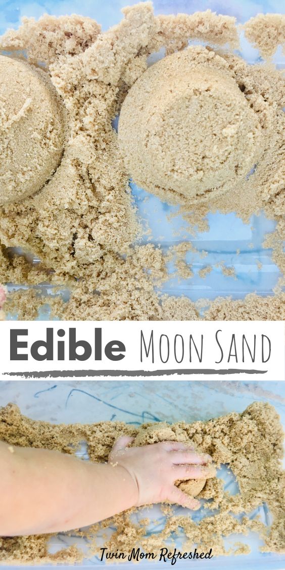 an edible moon sand recipe for toddlers to play with