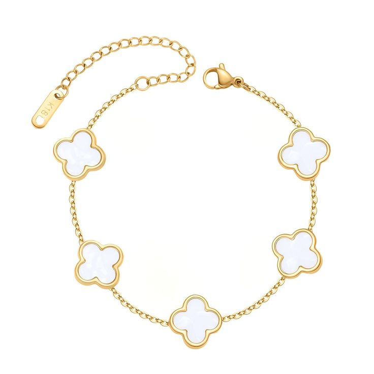 Kendra Scott Bracelet Clover, Asthetic Jewellery Picture, Cutes Bracelets, Gold Clover Bracelet, Cute Stuff To Buy Accessories, Things For Wishlist, My Wishlist Ideas, Cute Stuff To Buy, Bracelet Ideas Gold