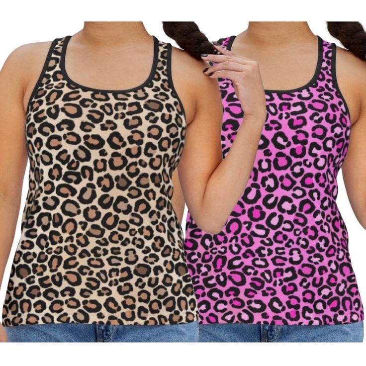 Tank Top in fun Leopard Animal Print Design features a racerback style for total comfort in peak performance and is sure to be an instant favorite for anyone with an active lifestyle.  Made of 94% polyester and 6% spandex jersey knit fabric. .: Material: 94% polyester, 6% spandex .: Medium fabric (6.5 oz/yd² (210 g/m .: Cinched back .: Tear away label .: Available in pink or tan leopard print colors .: Assembled in the USA Size Guide (approximate): S: 23.60" Length / 14.96" Chest Width M: 24.50" Hot Pink Leopard Print, Athletic Tops Women, Hot Pink Leopard, Pink Cheetah Print, Animal Print Design, Pink Cheetah, Sister Friends, Leopard Print Top, Pink Leopard Print