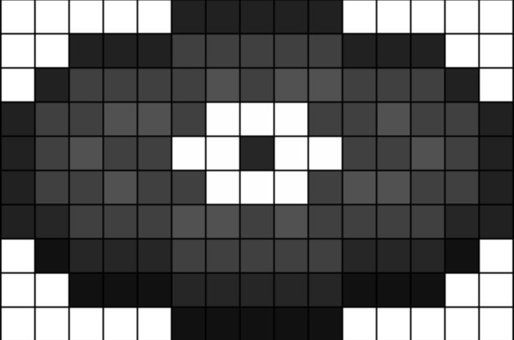 a black and white panda face made out of squares