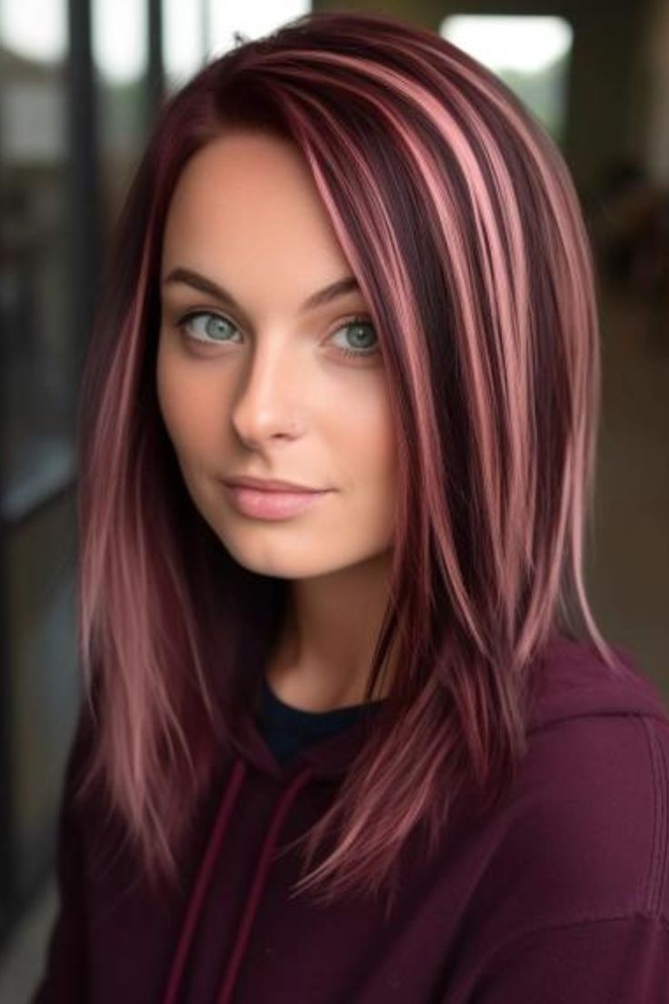 Brunette With Blonde And Red Highlights, Dark Hair With Blonde Highlights, Dark Hair With Blonde, Medium Red Hair, Blonde Highlights Ideas, Bold Highlights, Highlights Red, Red Hair With Blonde Highlights, Hair With Blonde Highlights