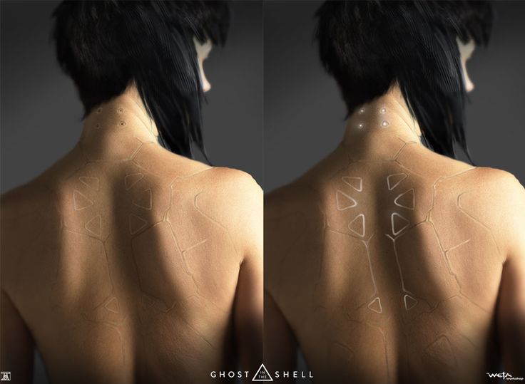 the back of a woman's body with arrows drawn on it