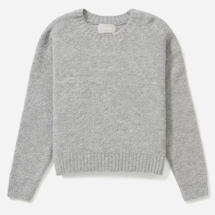 Everlane The Teddy Crew Neck Sweater Heathered Grey Size Xs. Our Coziest Sweater Ever. Made Of Premium Italian Yarn, The Teddy Crew Neck Sweater Has The Look And Feel Of Elevated Knitwear. New With Tag. Year Round Capsule Wardrobe, Monday Outfit, Crop Crewneck, Yellow Crewneck, Green Knit Sweater, Light Grey Sweater, Soft Cardigan, Chunky Knit Cardigan, Grey Knit Sweater