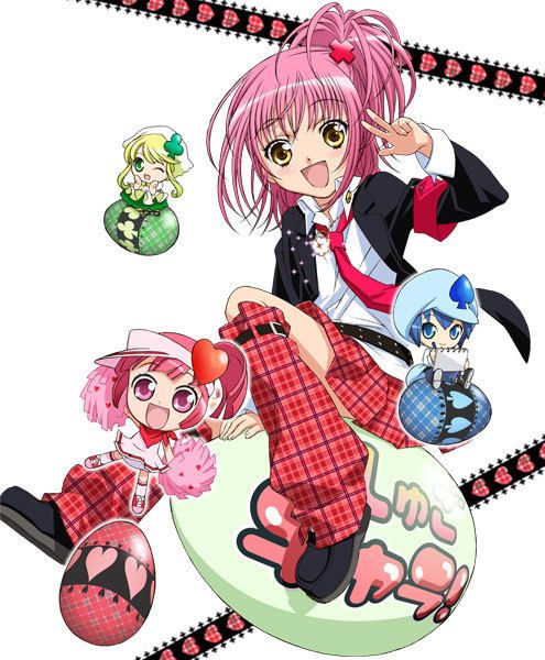 an anime character with pink hair and some other characters