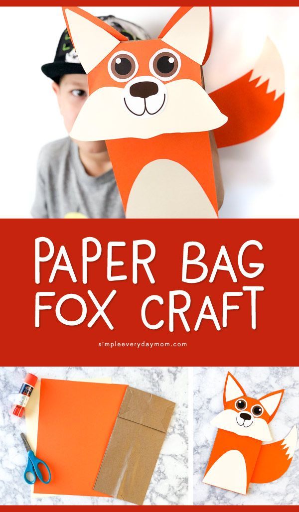 paper bag fox craft with instructions to make it