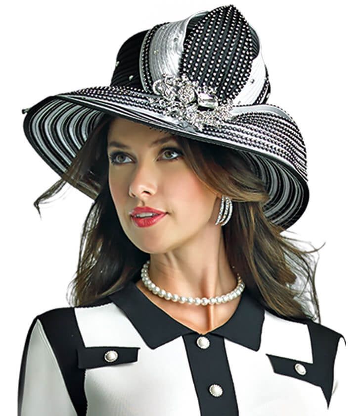 Lily & Taylor H189 black/white hat Church Hats, Burnt Orange, 1 Piece, Lily, Black White, Wine, Black And White, Orange, Hats