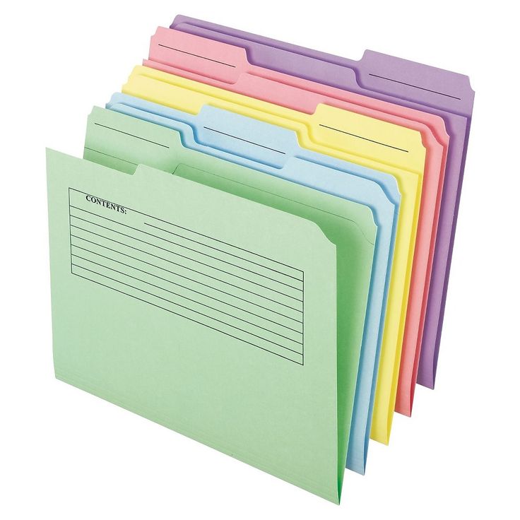 colored file folders stacked on top of each other