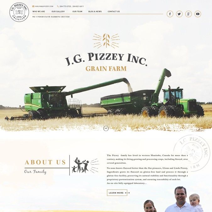 the farm website is designed to look like it has been created by j g pizzaey inc