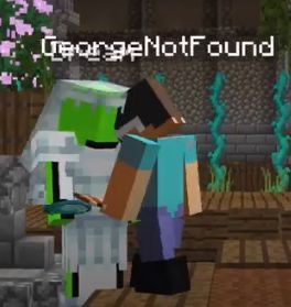 an animated image of a man in a minecraft environment with the words garbage not found