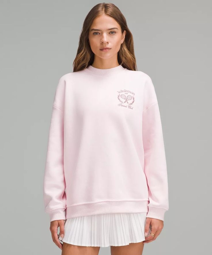 Heavyweight Fleece Pullover *Tennis Club | Lululemon UK Lululemon Pink, Tennis Club, Club Sweatshirts, Tennis Clubs, Women's Sweaters, Lululemon Women, Preppy Outfits, Pullover Sweatshirts, Outerwear Women