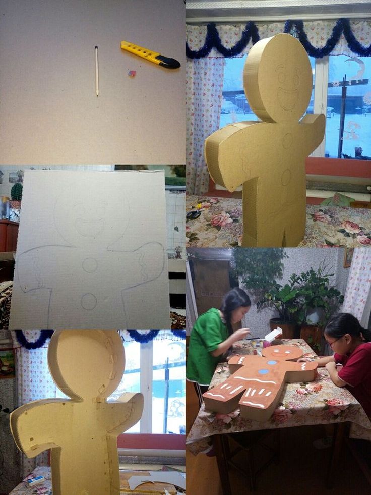 several pictures of people making paper cutout figures