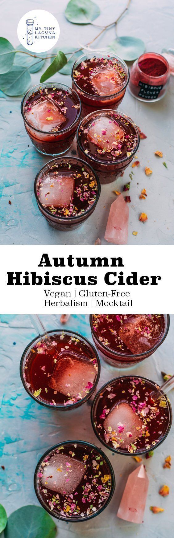 the autumn hirscious cider is served in small bowls with ice and sprinkles