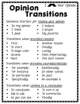 a poster with the words opinion transitions in black and white, which include an image of