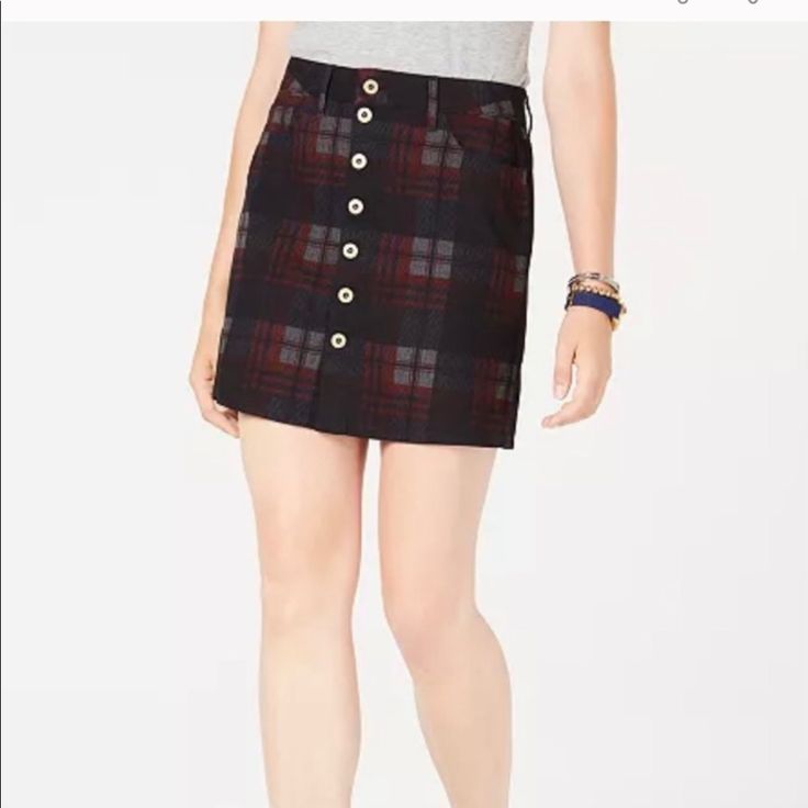 From Tommy Hilfiger Features This Fun Skirt In Denim Stylings In Rich Plaid. Wear Her With Boots, Flats, Pumps Or Make It Your Own. Machine Washable. Rayon/Polyester/Spandex. Waist Is Approx 32” And The Length Is Approx 18”. Has Two Back Pockets. Two Front Pockets. Frontal Working Buttons. Fall Bottoms With Buttons And Short Length, Fall Bottoms With Buttons In Short Length, Fall Short Length Bottoms With Buttons, Casual Fall Bottoms By Tommy Hilfiger, Tommy Hilfiger Casual Bottoms For Fall, Tommy Hilfiger Casual Fall Bottoms, Tommy Hilfiger Mini Skirt For Spring, Tommy Hilfiger Spring Mini Skirt, Fitted Tommy Hilfiger Skirt