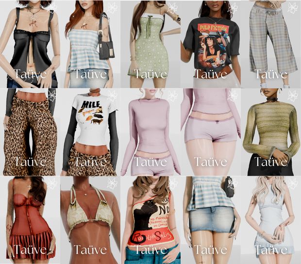 many different types of women's clothing are shown in this image with the names on them