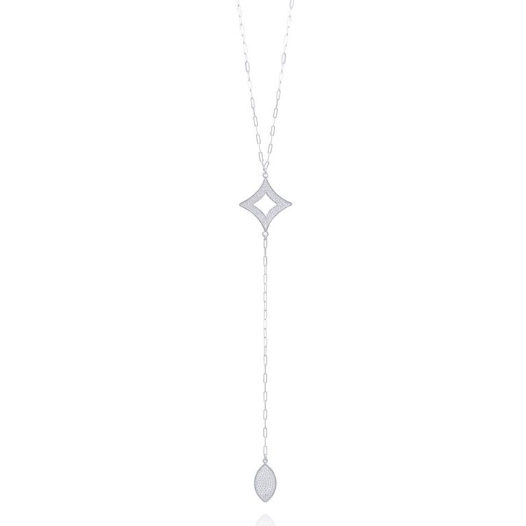 Bring a little bit of flair to your look with this stylish Addison Single Long... Luxury Silver Necklace With Detachable Pendant, Silver Chain Necklace With Detachable Pendant, Luxury Silver Drop Necklace For Gift, Modern White Gold Necklace With Detachable Pendant, Luxury Silver Long Necklace, Luxury Long Silver Necklace, Luxury Silver Pendant Lariat Necklace, Elegant Silver Drop Necklace, Silver Necklace With Delicate Long Drop Chain